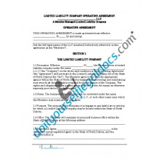 Limited Liability Company Operating Agreement (Member Managed) - North Dakota
